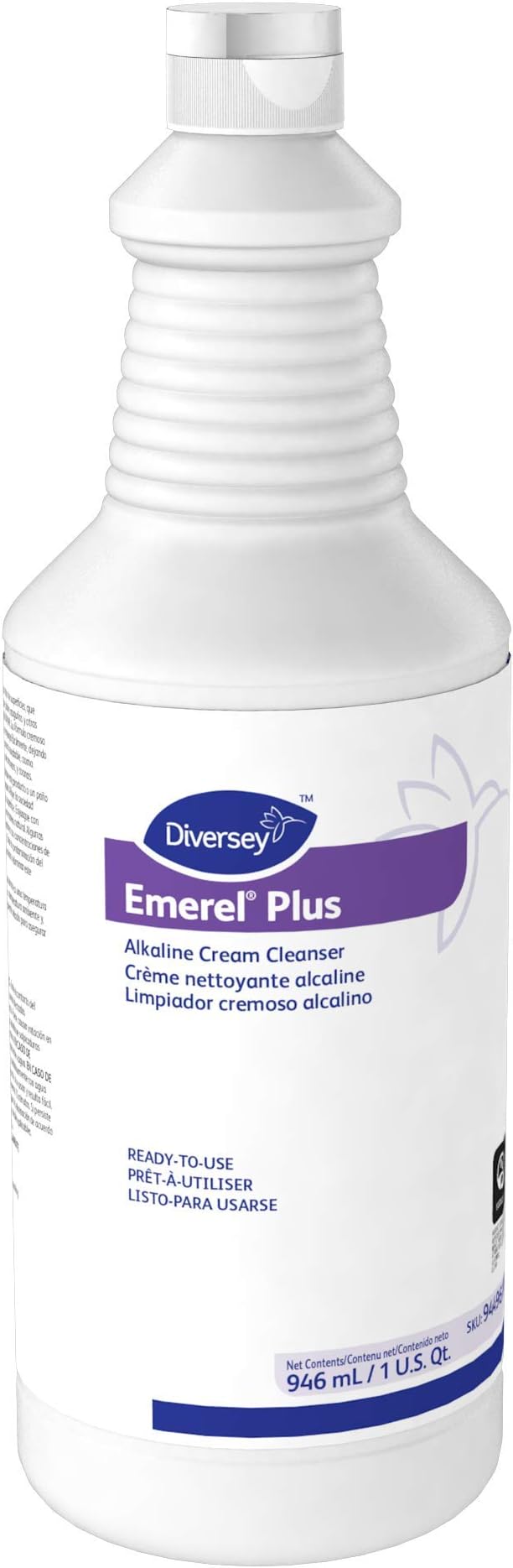 Diversey 94496138 Emerel Plus Crème Cleanser, No Scratch Cream Formula Removes Hard Water Deposits, Soap Scum, Scuff Marks & More, Ready-to-Use Squeeze Bottle, 32-Ounce (Pack of 12)