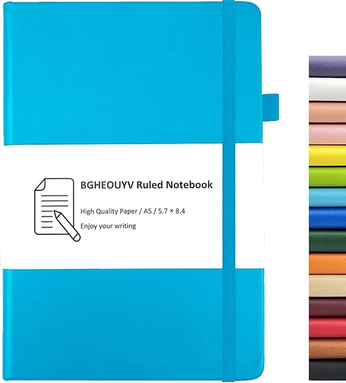 Notebook Journal, College Ruled Notebook Lined A5 160 Pages,Hard Cover Journals for Writing, Notebooks for Work Office School Women Men,5.7 inches x 8.4 inches(Light Blue)