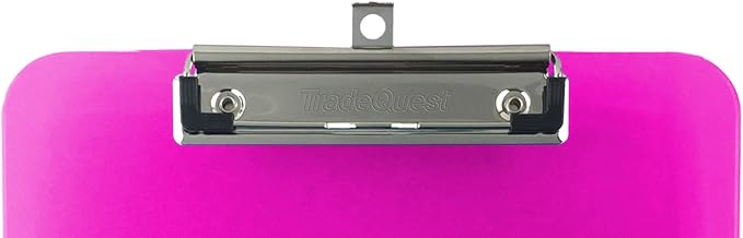 Trade Quest Plastic Clipboard Transparent Color Letter Size Low Profile Clip (Pack of 6) (Pink)