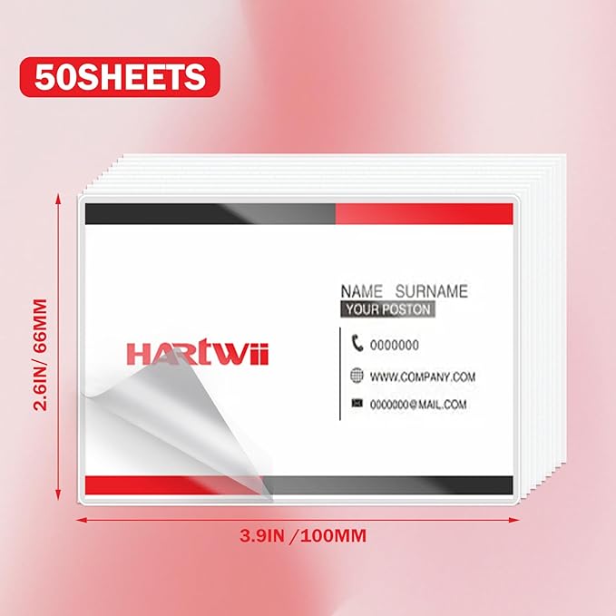 50 Pack Self Sealing Laminating Pouches for Small Business Card,10 Mil Thick Waterproof Double-Sided Self Adhesive Laminating Pouches,2.6x3.9 Inches, No Laminator Machine Needed