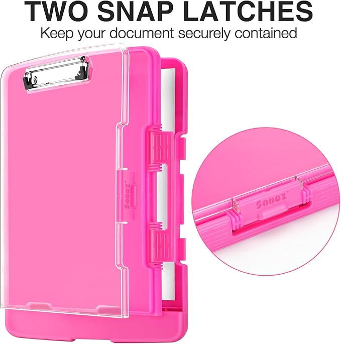Sooez Original Clipboard with 2 Storage & Pen Holder, Heavy Duty Clip Boards 8.5x11 with Dual Storage, Clearview Dry Erase Coach Clipboard with Real Hinge, High Capacity, School & Office Supplies
