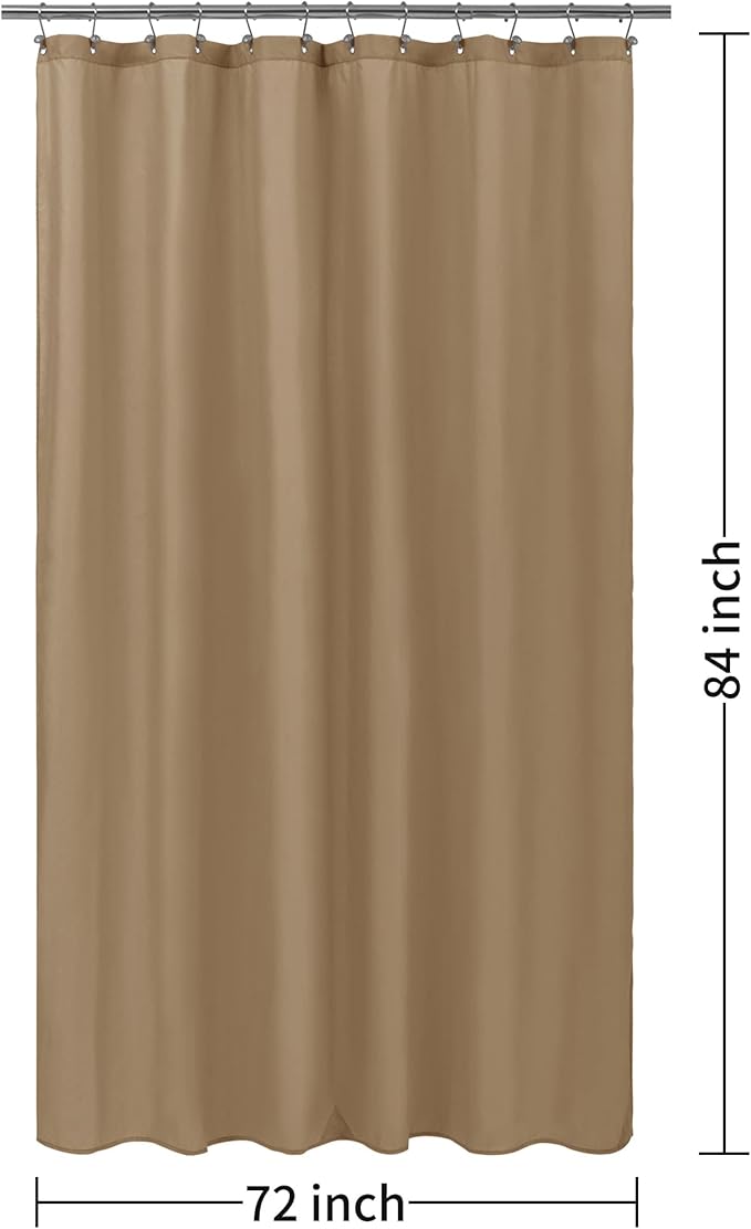 ALYVIA SPRING Extra Long Fabric Shower Curtain Liner Waterproof - 72" x 84", Soft & Lightweight XL Shower Curtain with 3 Magnets, Machine Washable - 72x84, Coffee