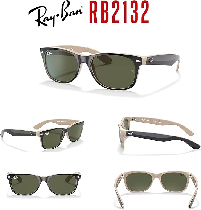 Ray-Ban RB2132 NEW WAYFARER 55MM Square Sunglasses For Men For Women +BUNDLE with ACCESSORY EYEWEAR KIT