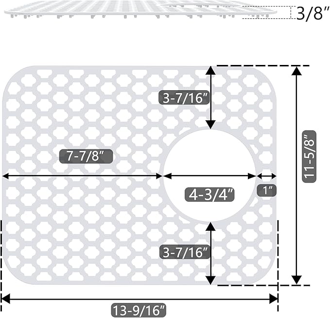 2 Pack Silicone Sink Protector for Kitchen Sink Bathroom, 13.58" x 11.6" Heat-resistant Sink Mat Non-Slip and Durable Silicone Protectors, Rear Drain, White