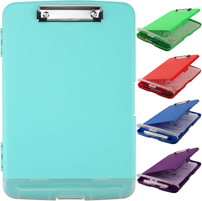 SFLHHDM Clipboard with Storage, Clip Boards 8.5x11, Plastic Clipboards with Pen Holder, Clip Board with Storage Compartments, Nurse Clipboard with Storage for Classroom, Student, Teacher