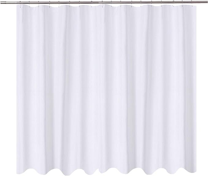 N&Y HOME Extra Wide Shower Curtain Liner Fabric 108 x 72 inches, Hotel Quality, Machine Washable, Water Repellent, White Spa Bathroom Curtains with Grommets, 108x72
