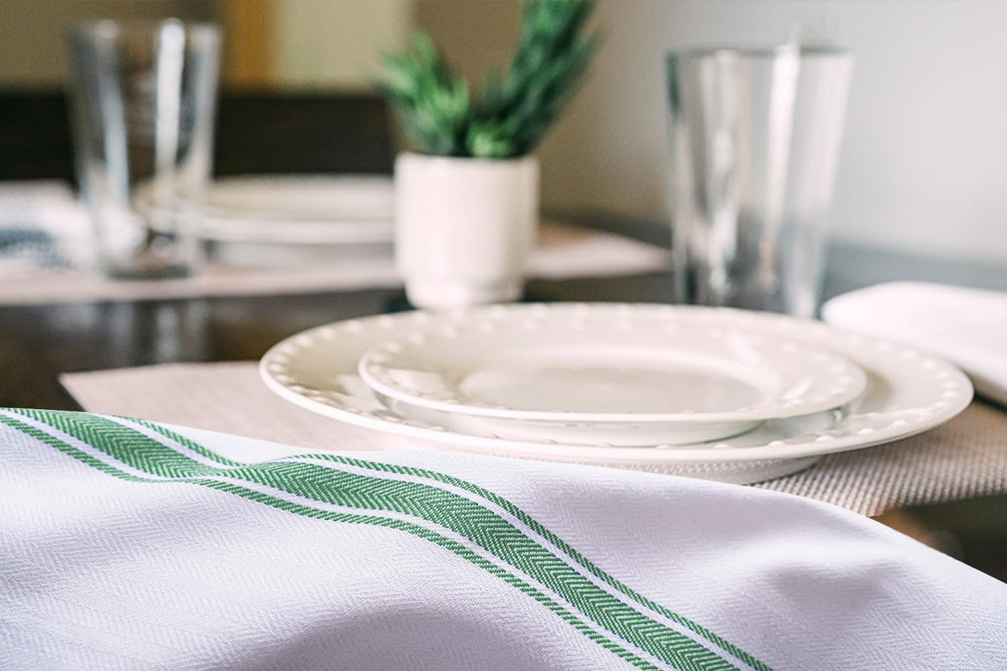 Dish Towels Set (Value Pack of 30) Size 15x25 Inch, 100% Cotton Soft & Absorbent Linen Kitchen Towels, Tea Towels, Reusable Cleaning Cloths for Household Cleaning (Green)