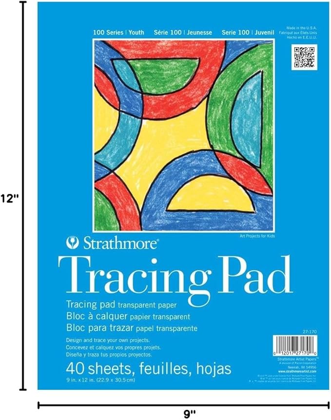Strathmore (27-170 100 Series Youth Tracing Pad, 9"x12" Tape Bound, White, 40 Sheets