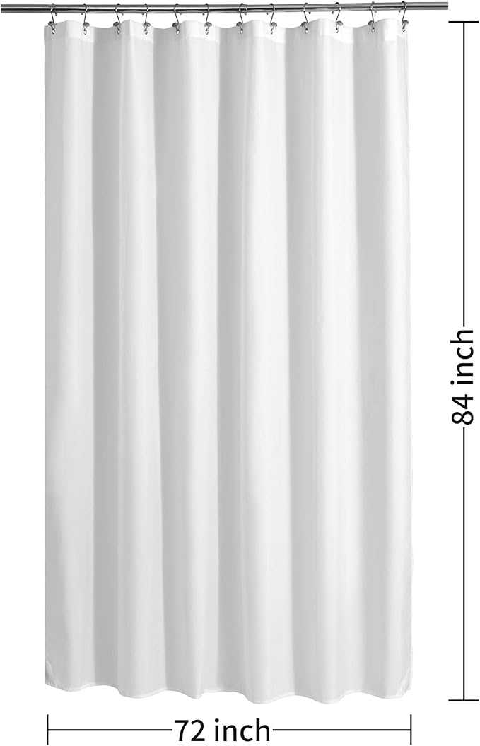ALYVIA SPRING Extra Long Fabric Shower Curtain Liner Waterproof - 72" x 84", Soft & Lightweight XL Shower Curtain with Magnets, Machine Washable - 72x84, White