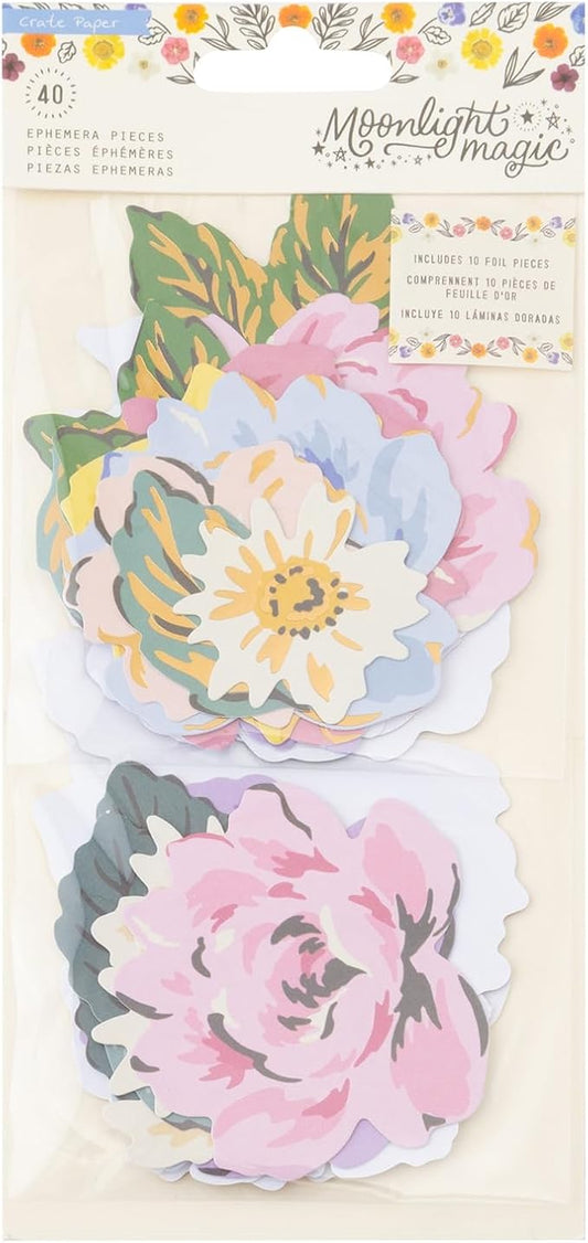 Crate Paper Moonlight Magic Ephemera Floral Die Cuts