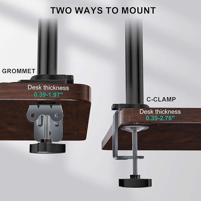 WALI Single Monitor Arm 13-32 Inch, Single Monitor Mount, Vesa Desk Mount up to 19.8lbs Gas Spring Arm with Clamp, VESA 75x75mm or 100x100mm Compatibility(GSDM001), Black