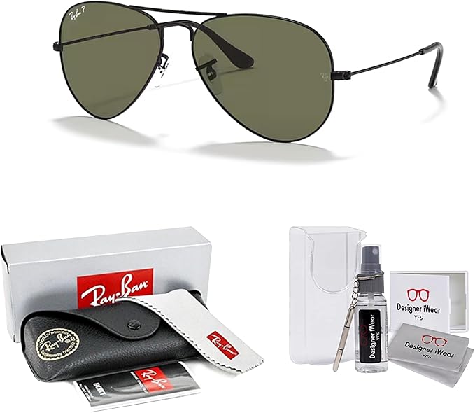 Ray-Ban RB3025 Metal POLARIZED Aviator Sunglasses For Men For Women +BUNDLE with ACCESSORY EYEWEAR KIT