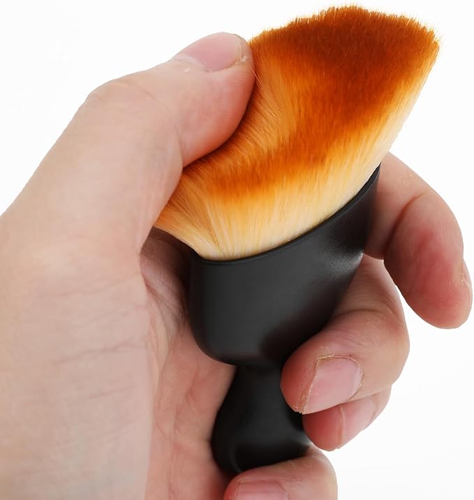 Car Detailing Brush, Soft Bristle Cleaning Brush, Scratch-Free Auto Duster Tool for Dashboard, Air Vents, Leather & Interior Cleaning (Black&Brown with Cap)