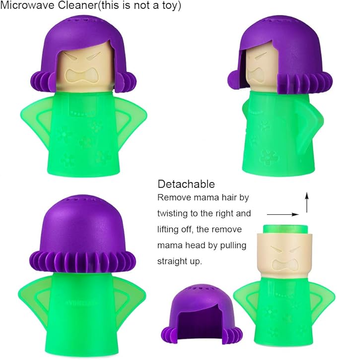 Angry Mama Microwave Oven Steam Cleaner, Angry Mom Microwave Cleaner, Just Add Vinegar and Water, Cut Cleaning Time by Half (Green)