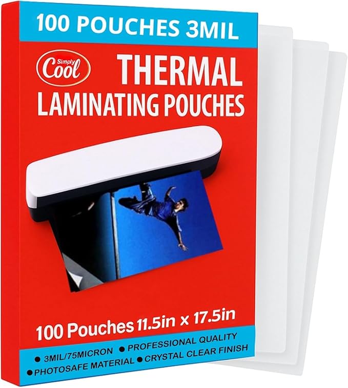 3MIL Thermal Laminating Sheets, 500 Count (5 Cases of 100) 11.5x17.5 inch, Dry-Erase Friendly Laminating Pouches, Compatible with Laminator, Crystal Clear Laminated Finish