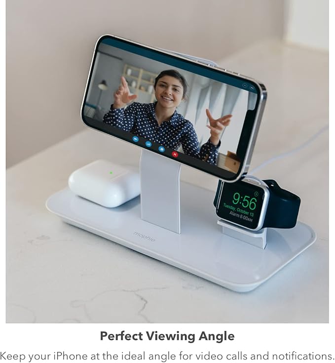 Mophie 3-in-1 Stand for MagSafe Charger - Simultaneous Charging for iPhone, Apple Watch, and AirPods (Magsafe Charger not Included)