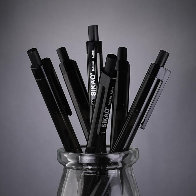 Black Pens Bulk, 60 Pack Retractable Ballpoint Pens, Black Ink 1.0mm Medium Point, Smooth Writing No-Smear, Click Pens for Teachers, Students, Restaurant Servers School & Office Supplies