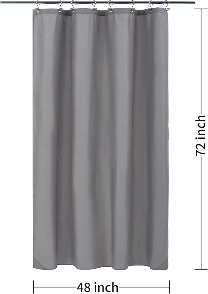 ALYVIA SPRING Stall Fabric Shower Curtain Liner Waterproof - 48" x 72", Soft & Lightweight Stall Size Shower Curtain with Magnets, Machine Washable - 48x72, Grey