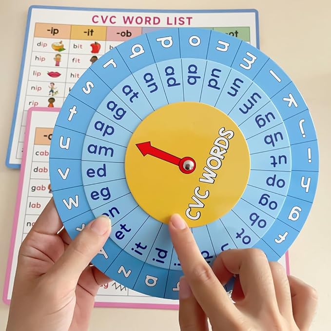 Lachilly Montessori CVC Words Games with Word Lists Sheets, Speech Therapy Toys for Toddlers Kids, Kindergarten Teacher Teaching Aids, CVC Flash Cards Phonics Reading Activities