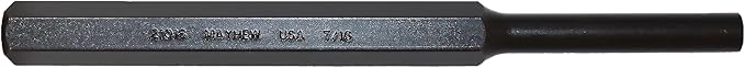 Mayhew Tools 21016 SAE Pin Punch, 7/16 x 2.5" Pin, 8" OAL x 5/8" Body, Black Oxide Finish