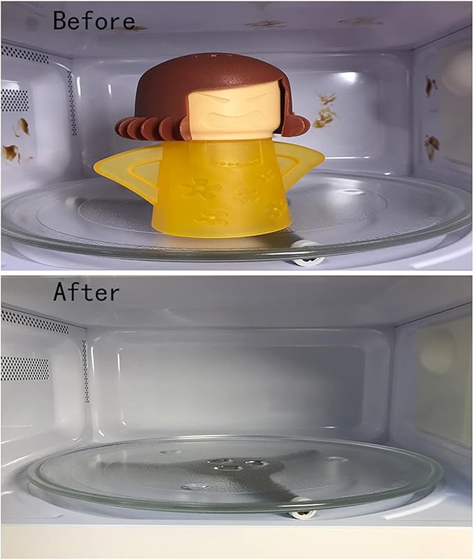 Asltw Angry Mama Microwave Oven Cleaner, Fast Action Steam Kitchen Gadget, Just Add Vinegar and Water (Yellow)