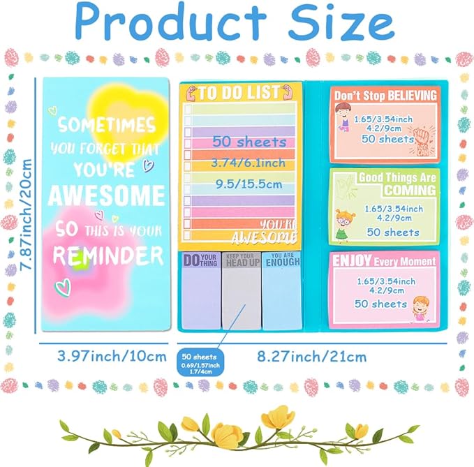 QPIXVB Post It Notes,Inspirational Gifts,550 Sheets Sticky Notes,Office Christmas Gifts,School Supplies College,Writing Memo Pads for Teacher Students Home School Supplies,Work Divider Tabs Bundle