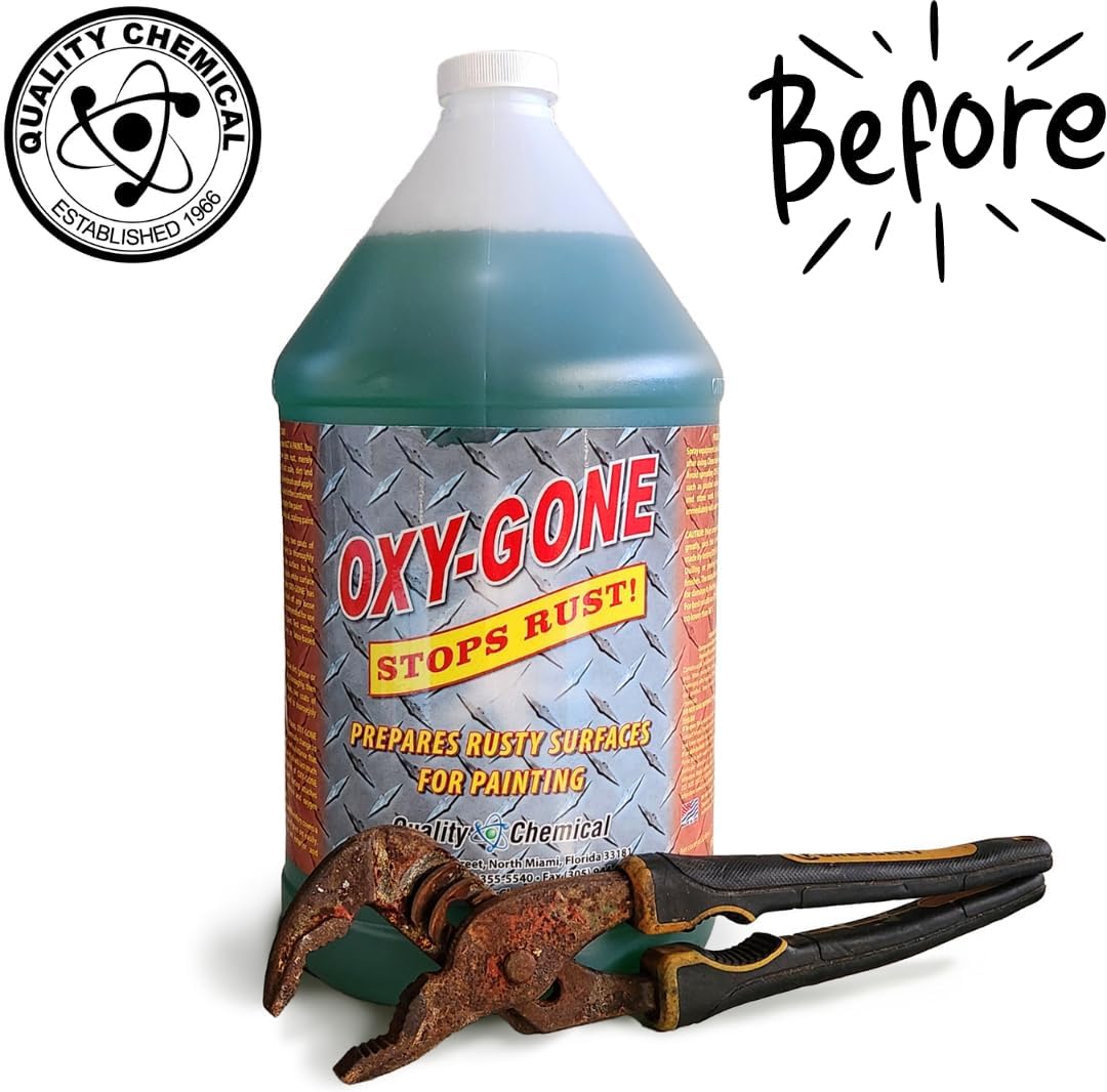 Quality Chemical Oxy-Gone Rust Remover and Metal Treatment - Rust Reformer, Rust Remover, Metal Rust Remover, Rust Neutralizer for Metal, Rust Converter, Remover, Rust Remover - 128 oz (COMBO)