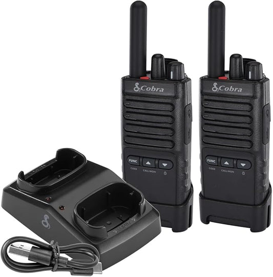 Cobra PX650 - Professional/Business Walkie Talkies - Rechargeable, 300,000 sq. ft/25 Floor Range, Dust Protected and Splashproof (IP54 rating), Two-Way Radio Set (2-Pack)