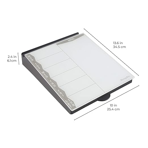 ECR4Kids MessageStor Dry-Erase Glass Board Memo Station, Desk Organizer, Grey