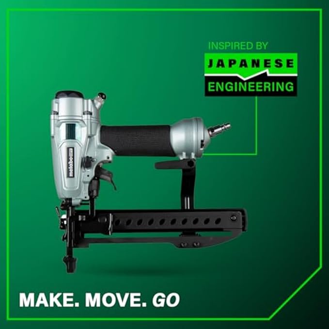 Metabo HPT PRO Finish Stapler, Pro-preferred Pneumatic Power Nailers, Finish Tool for Carpentry & Industrial Uses, All-Metal Key Component, 18 Gauge, 1/4" Crown Staples, Length 1/2" to 1-1/2", N3804A5
