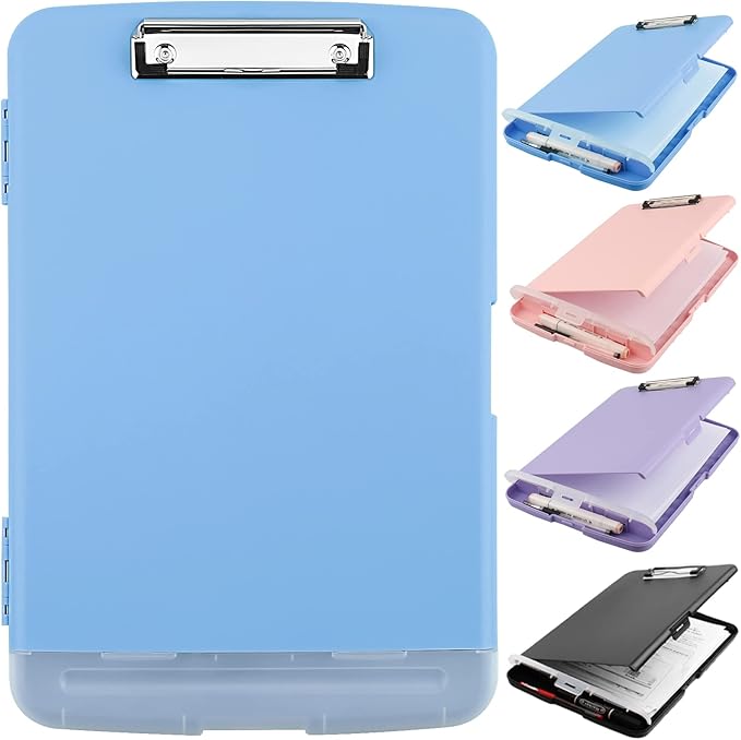 SFLHHDM Clipboard with Pen Holder, Legal Size Nursing Clipboard with Storage, Plastic Clip Board for Writing, Lightweight Cute Clipboards Storage with Low Profile Clip for Work, Office
