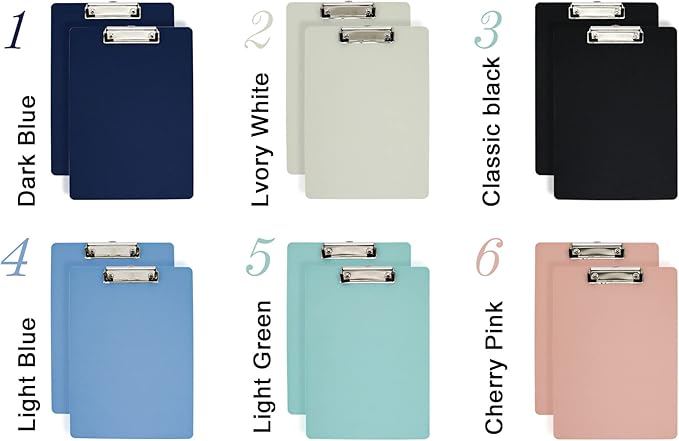 BOMEI PACK Office Plastic Clipboards, 12Pack Low Profile Assorted Colors Clip Boards Pack, 12.5 x 9 Inch A4 Letter Size