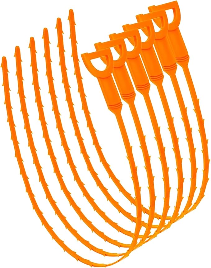 25 Inch Sink Snake Drain Clog Remover Tool,Hair Drain Cleaner Tool, Hair Cather Shower Drain Tool, Drain Auger hair Cleaning Tool for Shower Kitchen Sink Bath Tub Bathroom(6 Pack)