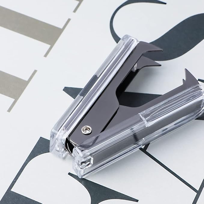 1PC Clear Black Staples Remover Acrylic Luxury Black Metal Body Staple Puller Removal Tool with Lock Professional Staple Remover for School Supplies Desktop Accessories