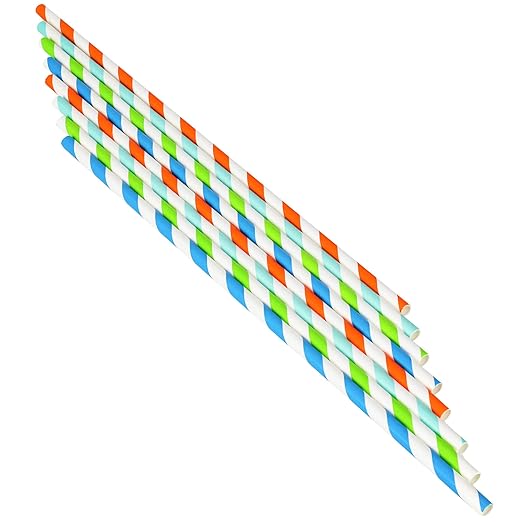 Chef Craft Eco Paper Straws, 10 inches in Length 50 Piece Set, Spiral