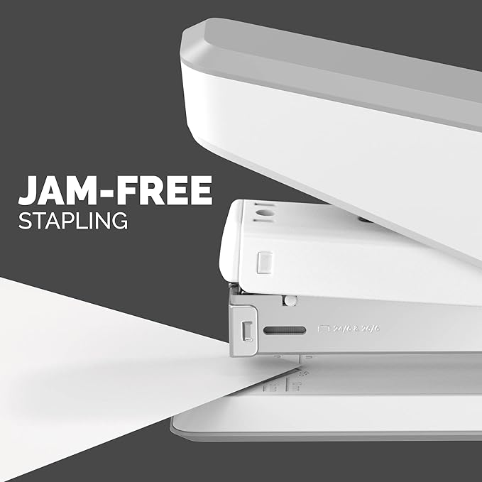 Fellowes LX850 EasyPress Office Stapler, Full Strip Effortless One-Touch Stapler for Classroom, Home and Office, Holds Full Strip of Staples, 25 Sheet Capacity, White