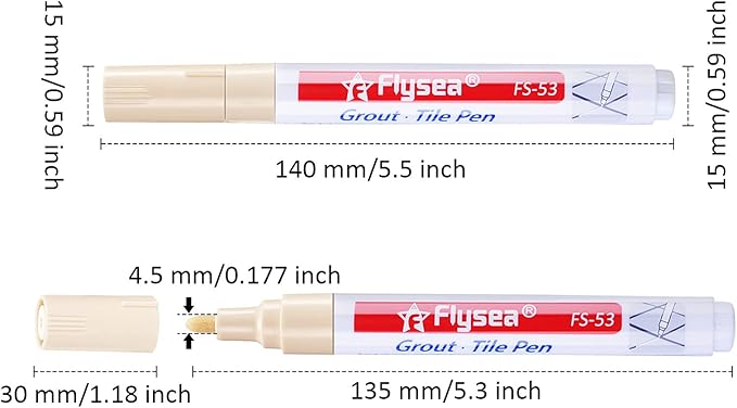 Outus 6-Piece Tile Wall and Floor Grout Restorer - Repair Marker and Filler Pen for Bathrooms and Kitchen (Beige)