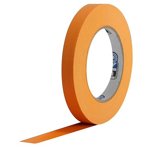 ProTapes Colored Crepe Paper Masking Tape, 60 yds Length x 1/2" Width, Orange (Pack of 72)