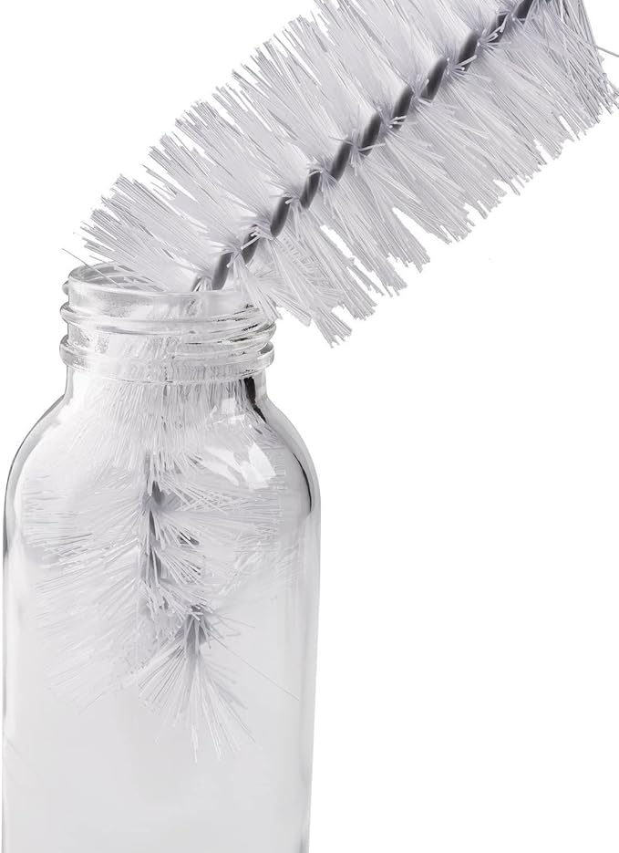 Long Bottle Brush, 17 in Bendable Cleaner Brushes for Cleaning Neck Beer Bottles, Wine, Baby Bottles, Water Bottles, Tumblers, Flask, Bird Feeder, Vase, Pipes and Brewing Supplies Black + White/2Pack