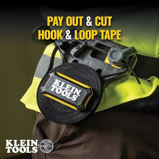 Klein Tools 80144 Cable Management Hook and Loop Tape Dispenser Kit, 25-Foot x 3/4-Inch White and Black Replacement Cable Tie Rolls, 3-Piece