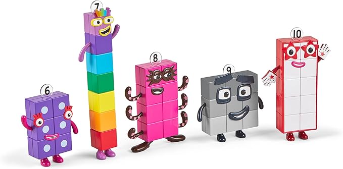 hand2mind Numberblocks Friends Six to Ten Figures – Official Licensed Character Action Figure Set, Numbers and Counting Figurines, Pretend Play Toys, for Kids Ages 3, 4, 5, 6, 7