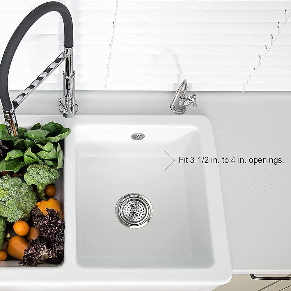 304 Stainless Steel Kitchen Sink Twist Lock Basket Drain Assembly W/Brass Nuts-VARNAHOME