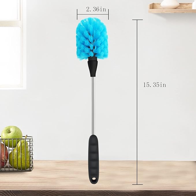 Long Bottle Brush, 15.35 in Bendable Cleaner Brushes for Cleaning Neck Beer Bottles, Wine, Baby Bottles, Water Bottles, Tumblers, Flask, Bird Feeder, Vase, Pipes and Brewing Supplies Blue/1Pack