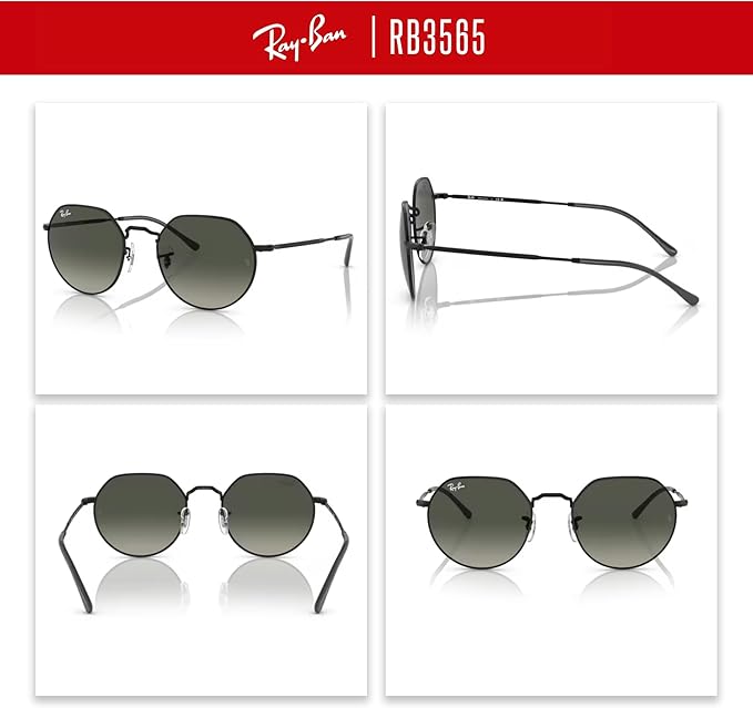 Ray-Ban Jack RB3565 Rounded Hexagonal Sunglasses for Men for Women +BUNDLE with ACCESSORY EYEWEAR KIT