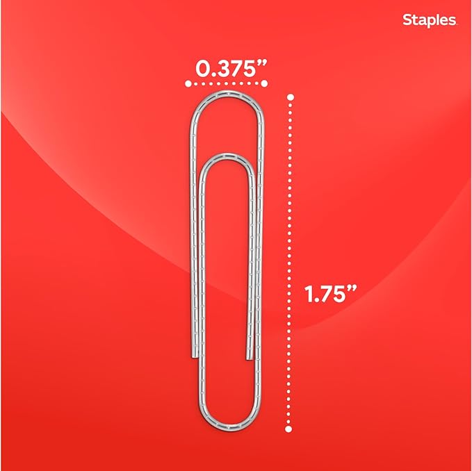 Staples Jumbo Paper Clips, Silver, Non‑Skid, 1,000 Pack – Heavy‑Duty Clips for Thick Documents & Office Filing
