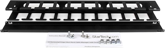 Startech.com 1U Horizontal Finger Duct Rack Cable Management Panel with Cover