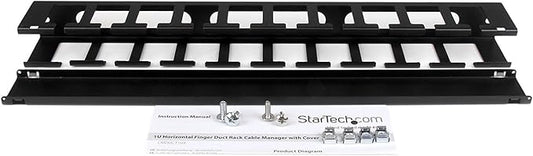 Startech.com 1U Horizontal Finger Duct Rack Cable Management Panel with Cover
