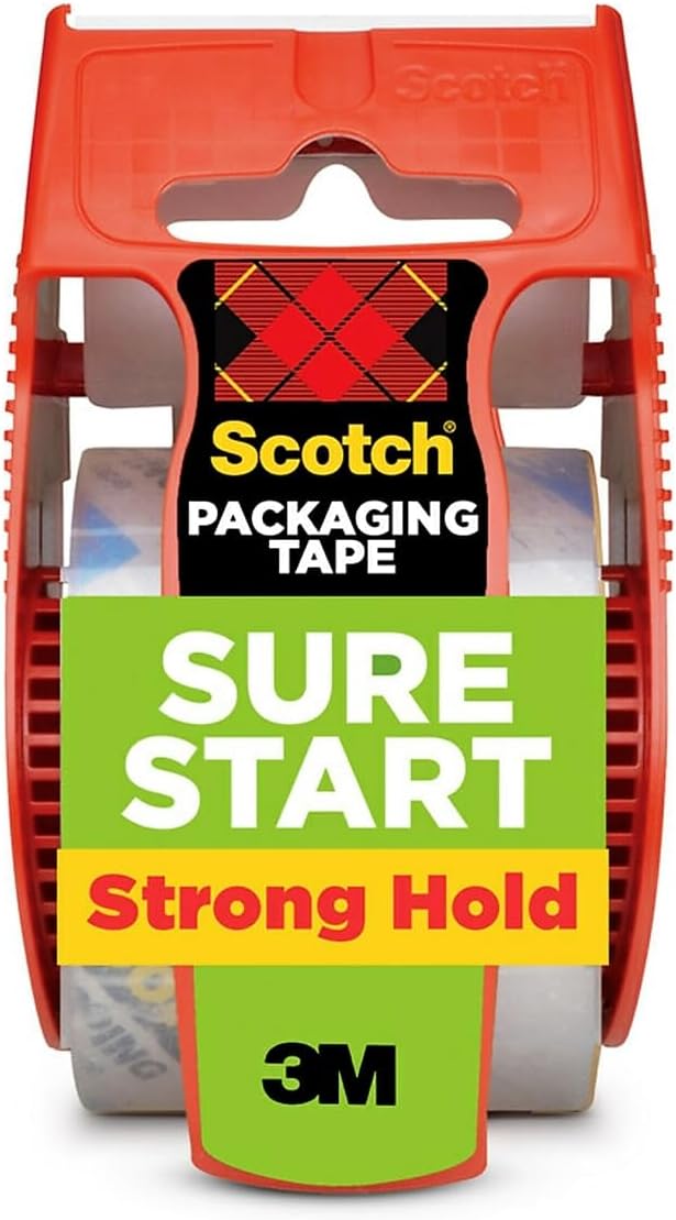 Scotch Brand Sure Start Shipping Packaging Tape with Dispenser, 2 Inches x 800 Inches (145), Clear