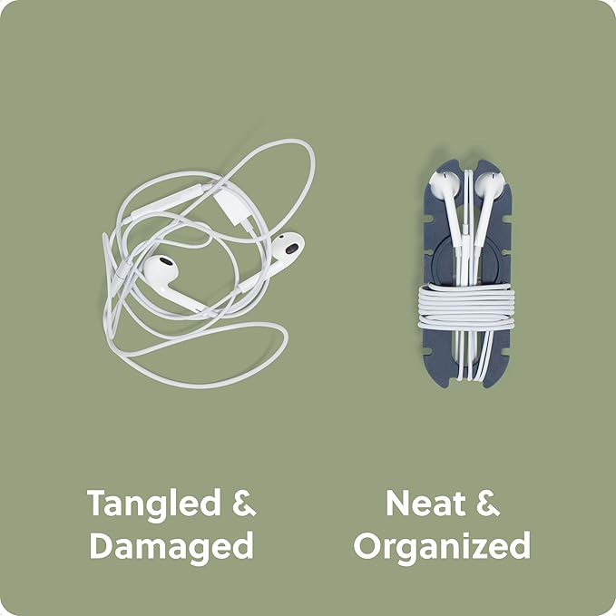 U Brands Oval Wired Ear Buds Cord Caterpillar Wrap, Set of 6 Cord Organizers for Apple Headphones Wired, Travel Essentials, Electronics Cable Management