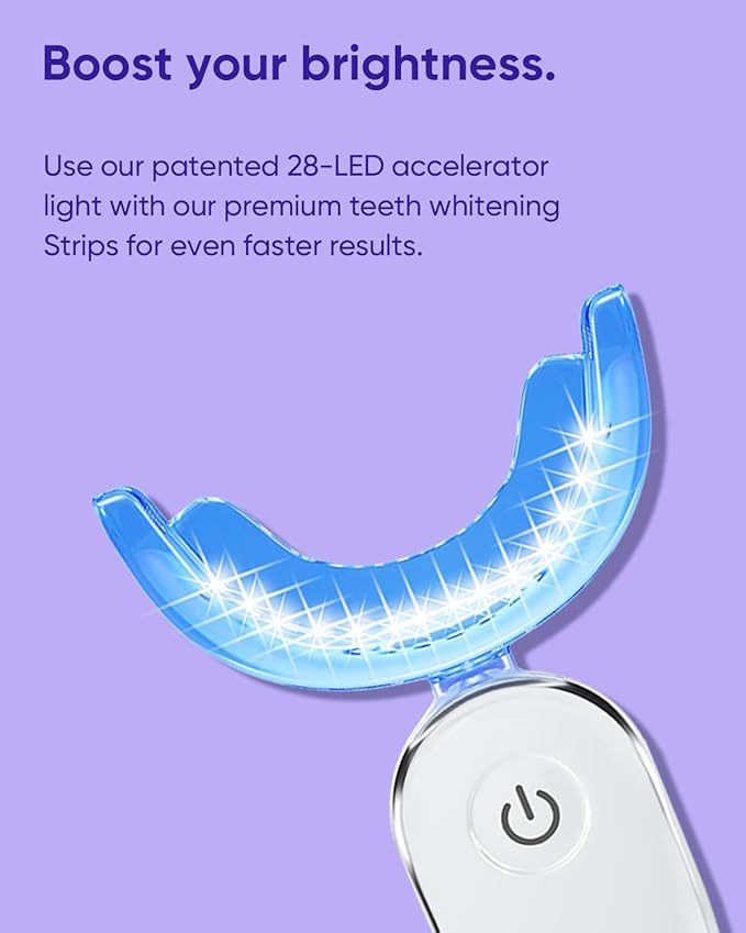 MySmile Non-Sensitive 10 Treatment Whitening Strips Kit with LED Light Tray 10 Min Fast Remove Coffee Wine Tobacco 20 Years of Stains Whitening Tooth Care Oral Safe for Enamel